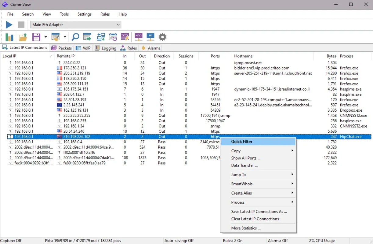 CommView for Windows: Monitor Network Connections