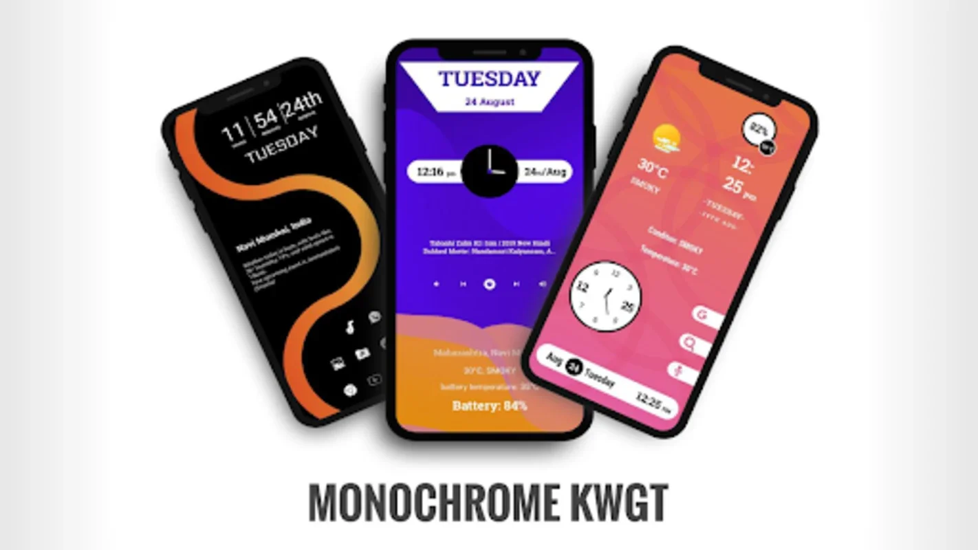 Monochrome KWGT for Android - Minimalist Design for Your Homescreen