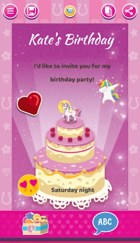 Unicorn Invitations Cards for Android - Craft Magical Invites