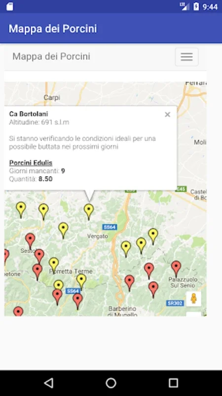 Mappa dei Porcini Premium for Android - Real-Time Mushroom Insights