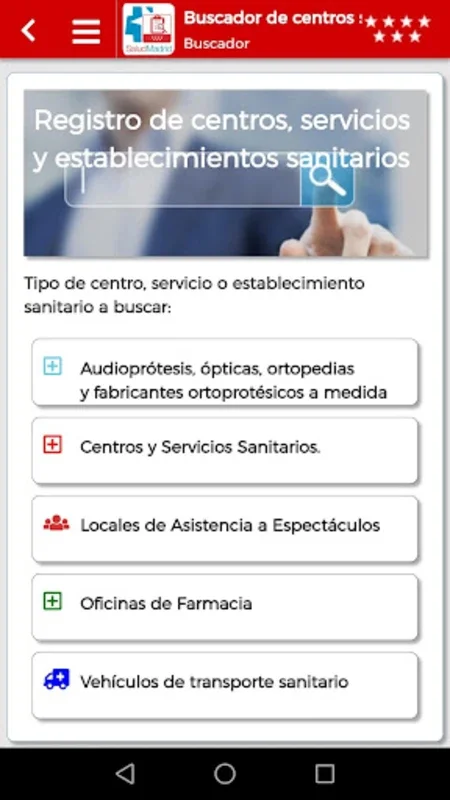 Buscador de centros sanitarios for Android - Find Healthcare Easily