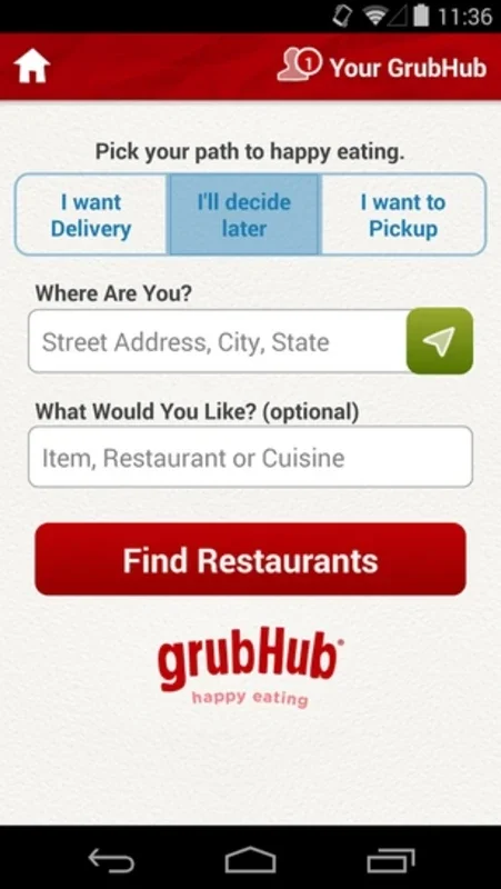 GrubHub Food Delivery for Android - Hassle - Free Food Ordering