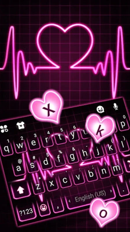 Pink Neon Heart Theme for Android - Customize Your Typing