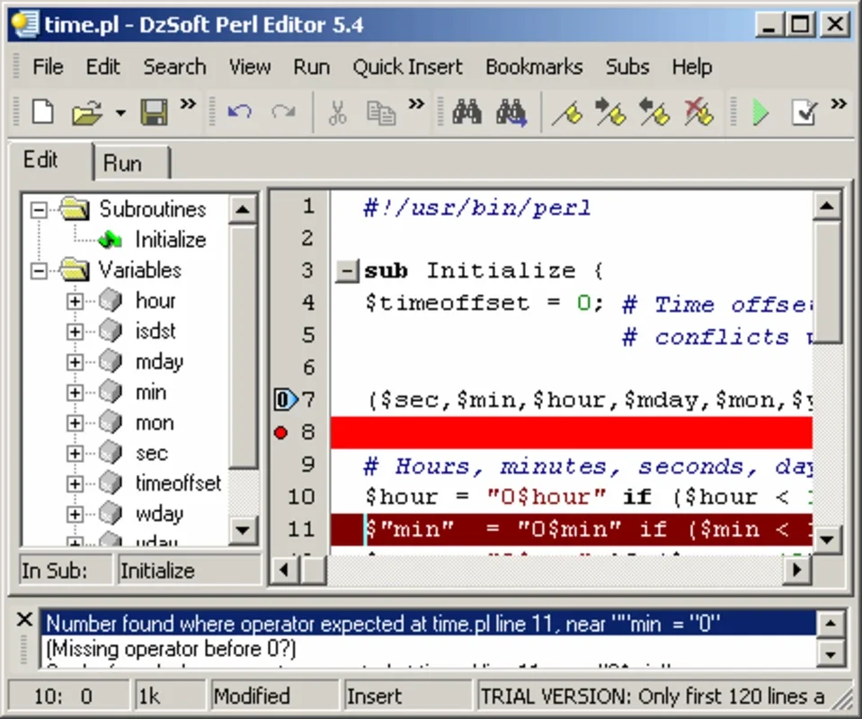 DzSoft Perl Editor for Windows - Edit Perl CGI with Ease