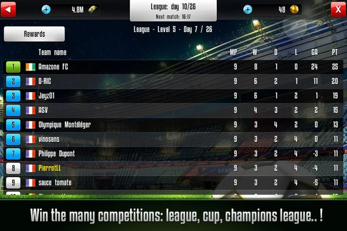 Football Champions for Android - Manage Your Team to Victory