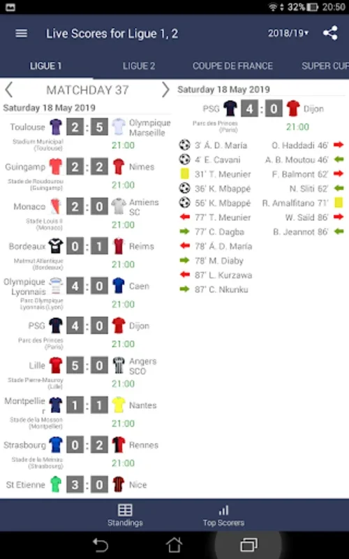 Live Scores for Ligue 1 France on Android - Real-Time Updates