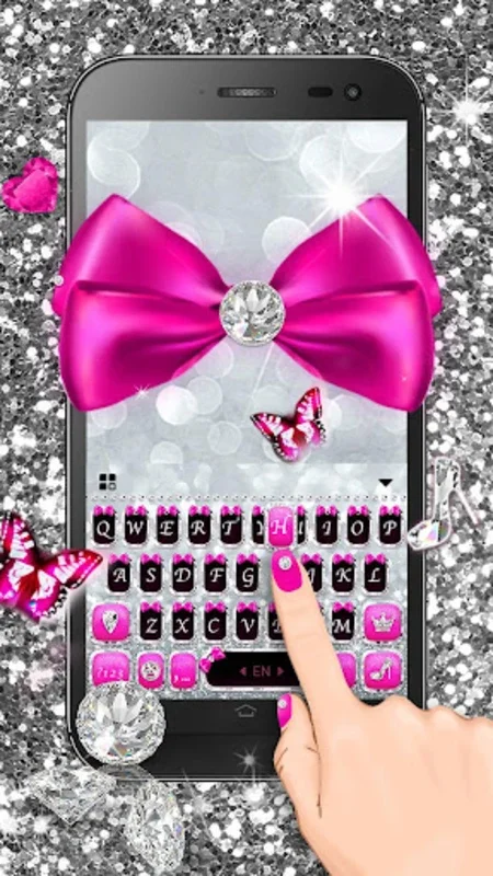 Silver Bowknot Keyboard Theme for Android - Stylish Typing