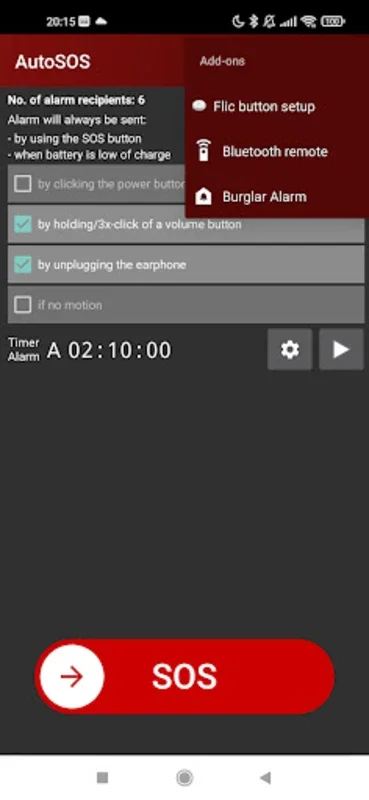 AutoSOS: Automatic SOS Alarms for Android - Ensuring Safety