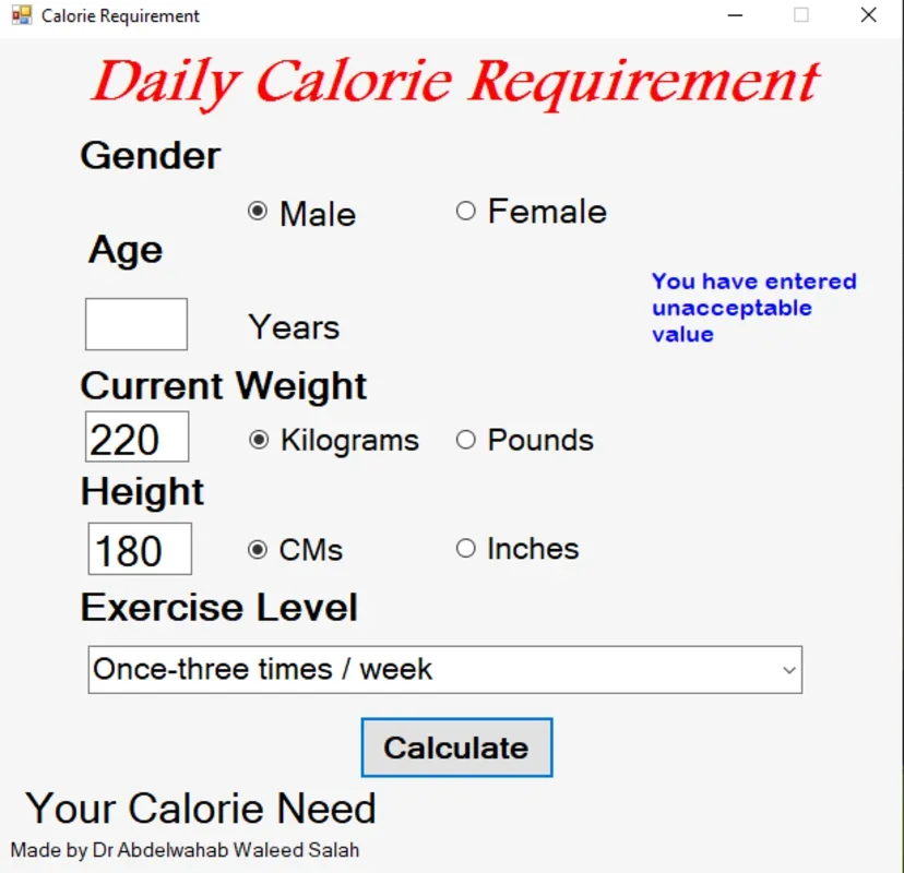 Calorie Requirement for Windows: Calculate Daily Calorie Needs