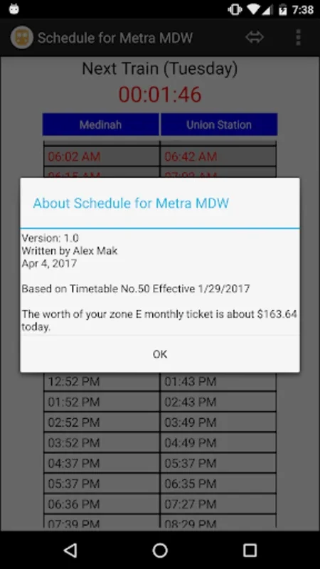 Schedule for Metra - MDW for Android: Real-Time Schedules & Budget Calculator