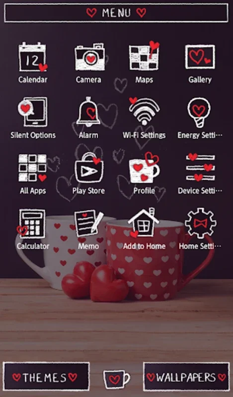 Love Wallpaper Pair Mugs with HeartsTheme for Android - Customize Your Device