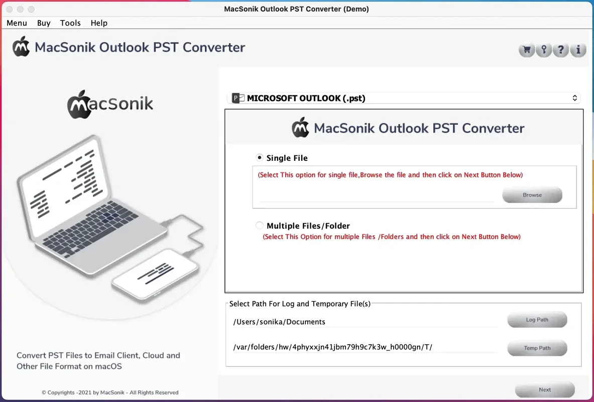 MacSonik Outlook PST Converter for Mac: Efficient PST File Conversion