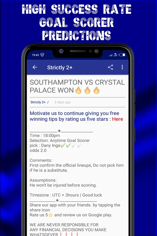 Strictly 2+ Football Predictions for Android: Accurate Predictions