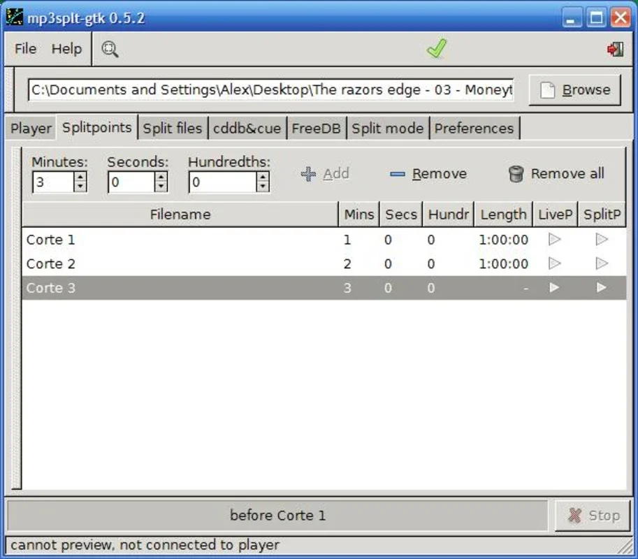 Mp3splt - gtk for Windows: Efficient Audio Splitting