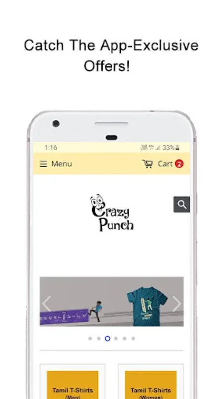 Crazy Punch for Android: Tamil Movie Dialogue T-Shirts