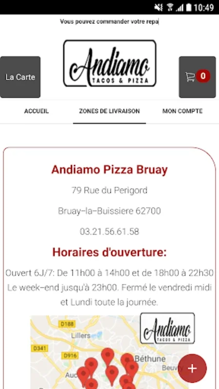 Andiamo Pizza Bruay for Android - Order Fresh Pizza in 40 Min