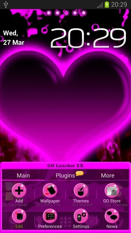 GO Launcher EX Hearts Theme for Android - Romantic Interface