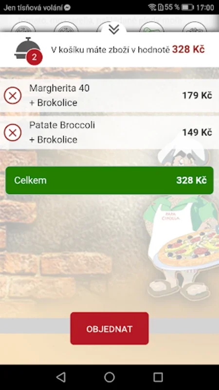 Pizza Papa Cipolla Praha for Android - Quick & Customizable Pizza Delivery