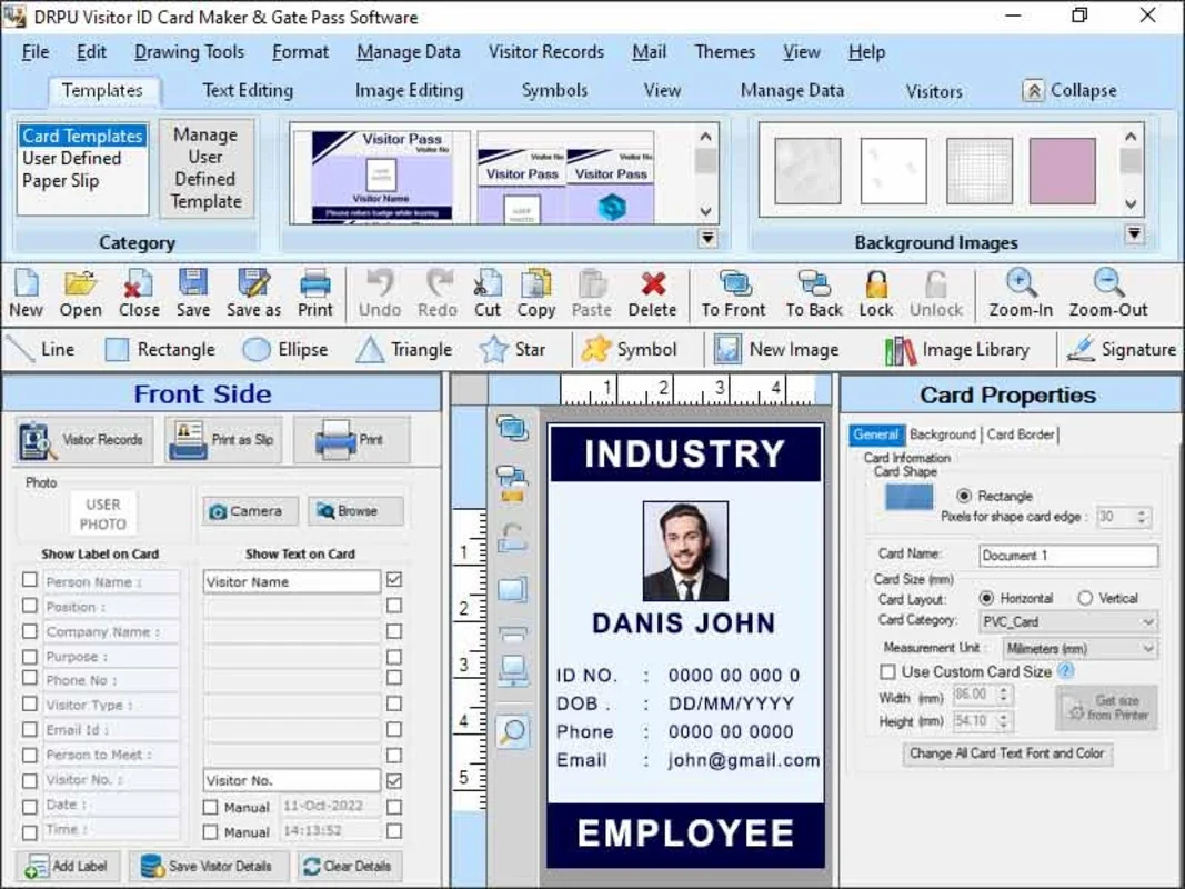 Visitant Id Card Creating Software for Windows