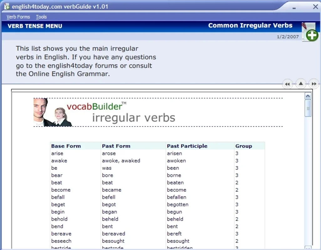 Quick Guide To English Verbs for Windows - Master Verb Tenses