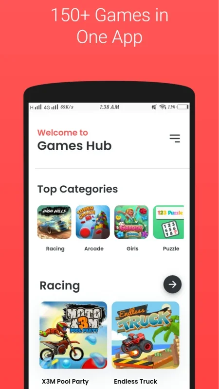 Games Hub - All in one game for Android - No Downloading Required