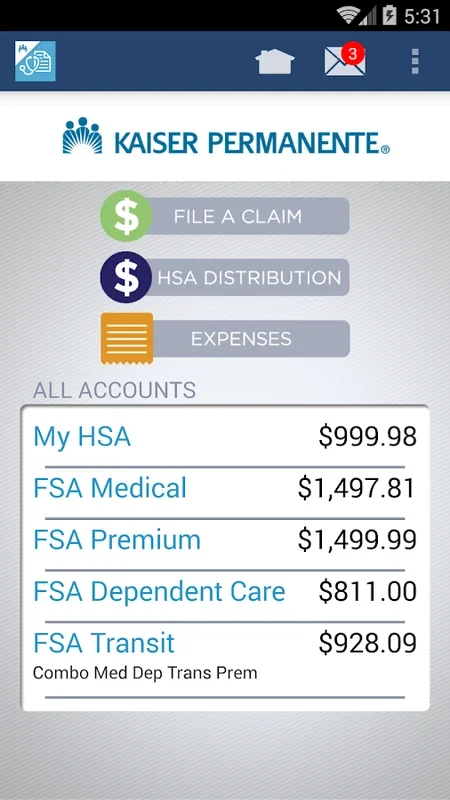 KP HRA/HSA/FSA Balance Tracker for Android - Manage Healthcare Finances