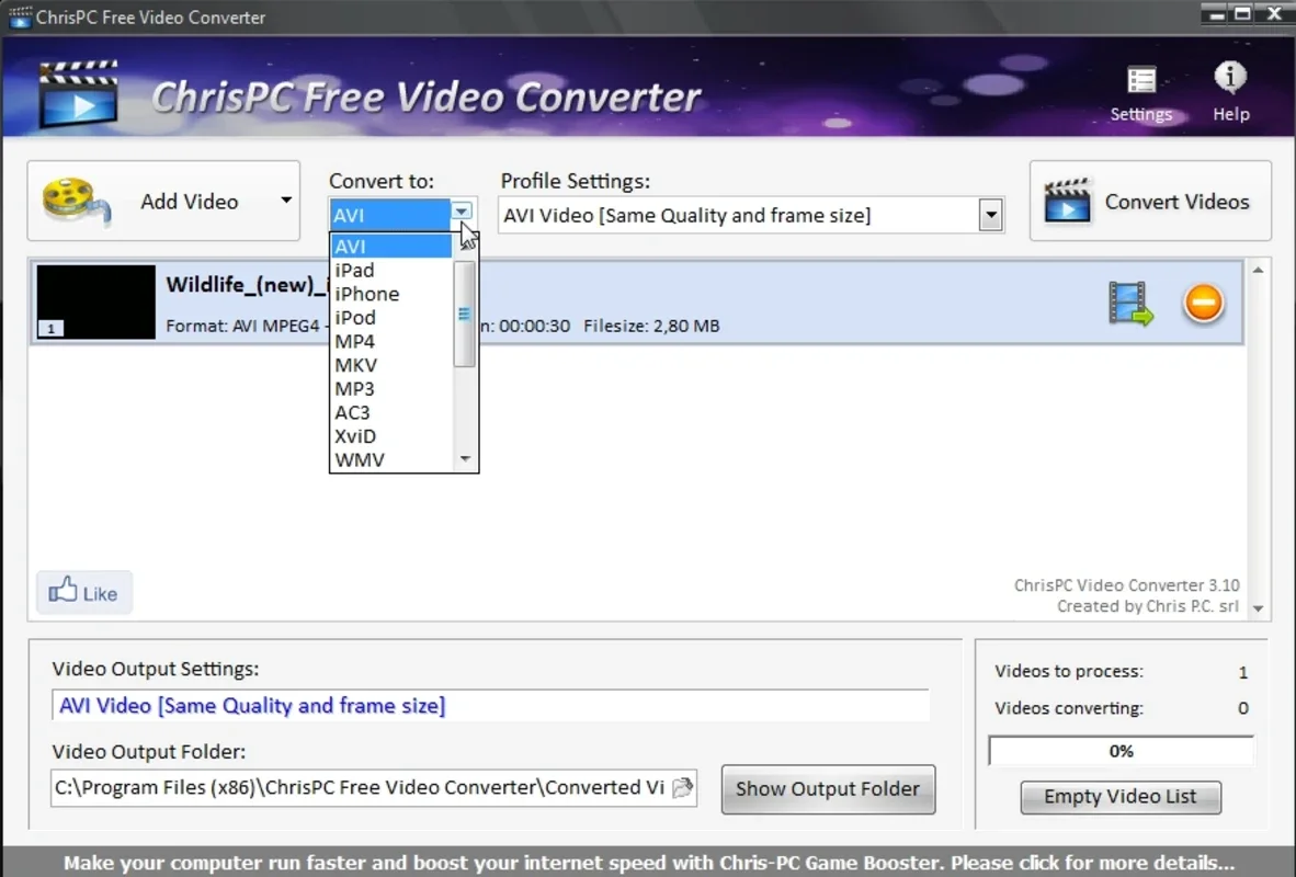 ChrisPC Free Video Converter for Windows: Efficient Video Format Conversion