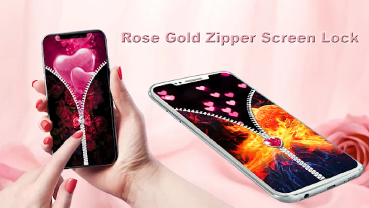 Rose Gold Lock Screen Zipper for Android - Secure & Stylish