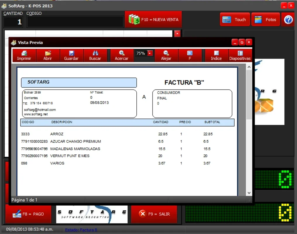 Facturación Kioscos POS 2014 for Windows: Streamlined Invoicing