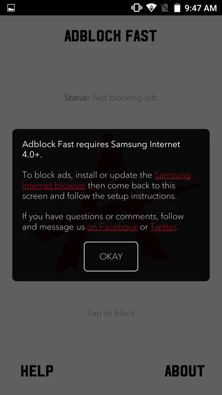 Adblock Fast for Android on Samsung Devices