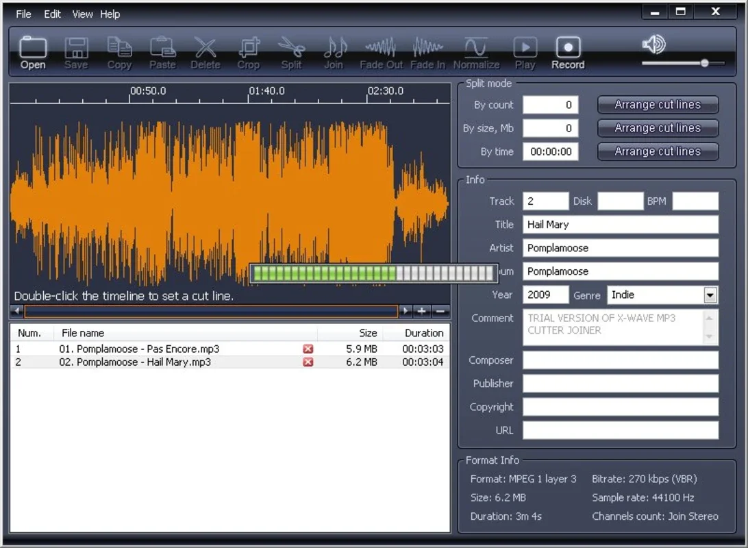 X-Wave MP3 Cutter Joiner for Windows - Free Download