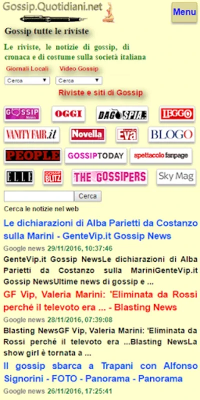 Gossip Quotidiani for Android: Aggregating Italian Celebrity News