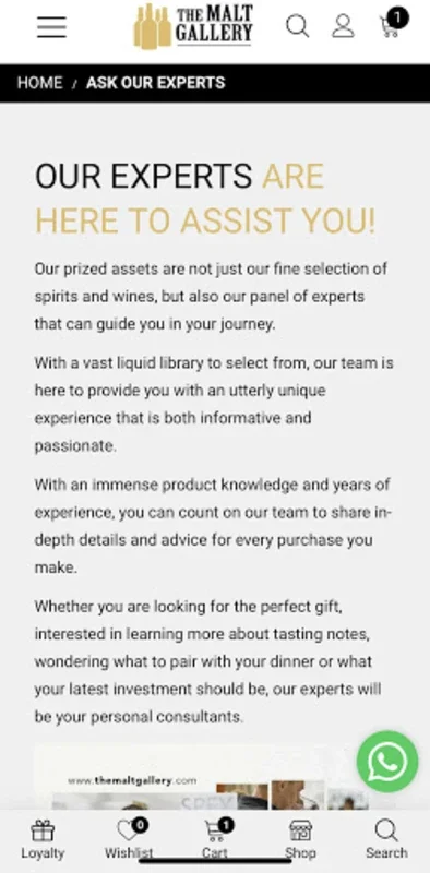 The Malt Gallery for Android - Premium Liquor Selection