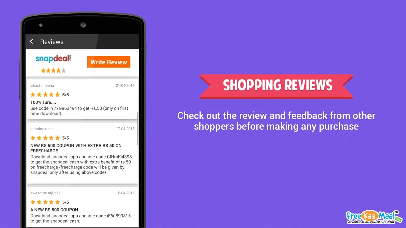 FreeKaaMaal for Android - Unbeatable Savings App