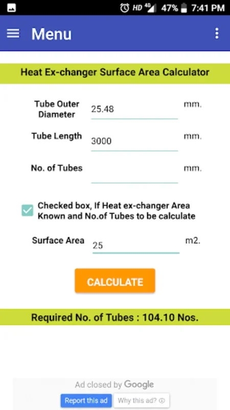 Heat Ex-changer Area for Android: Precise Thermal Calculations