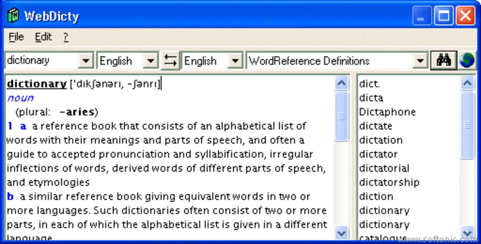 WebDicty for Windows - A Free Multilingual Dictionary