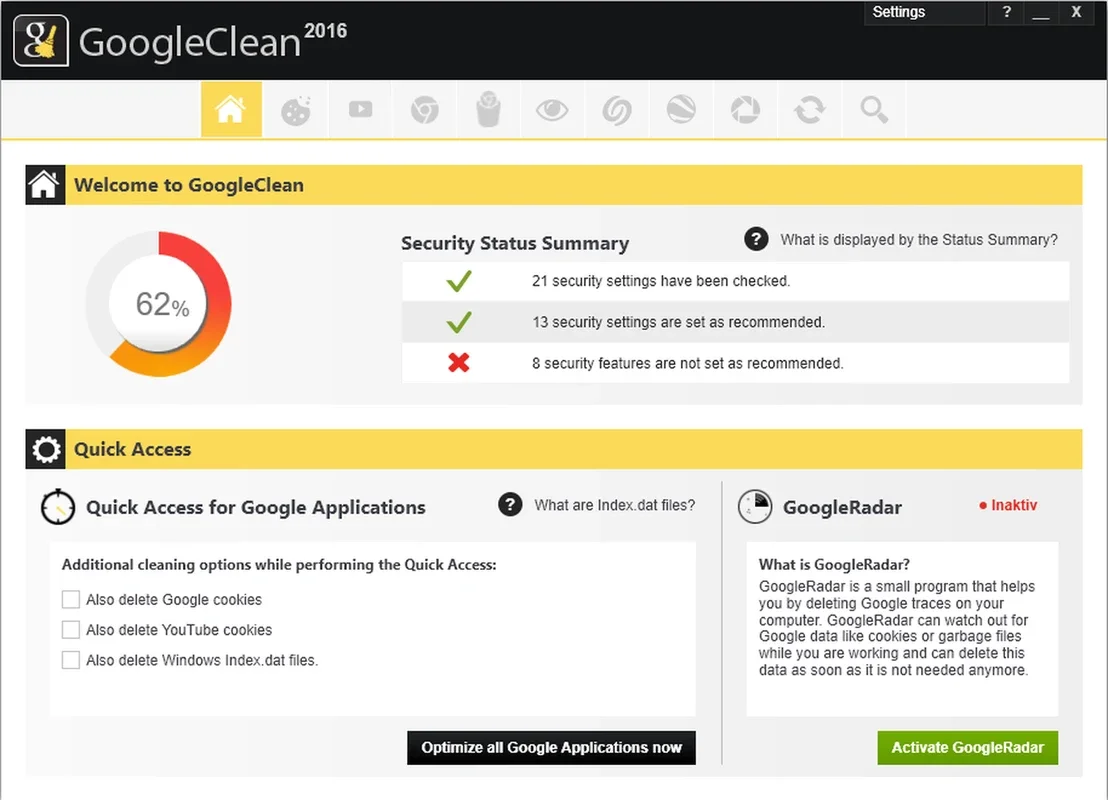 GoogleClean for Windows - Protect Your Privacy