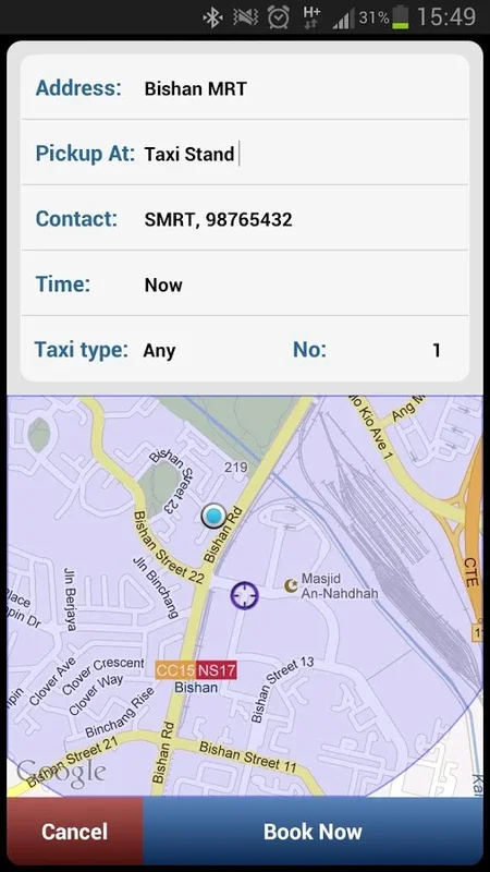 SMRT Book a Taxi for Android - Streamlined Taxi Booking