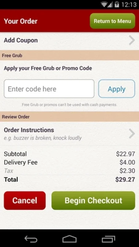 GrubHub Food Delivery for Android - Hassle - Free Food Ordering