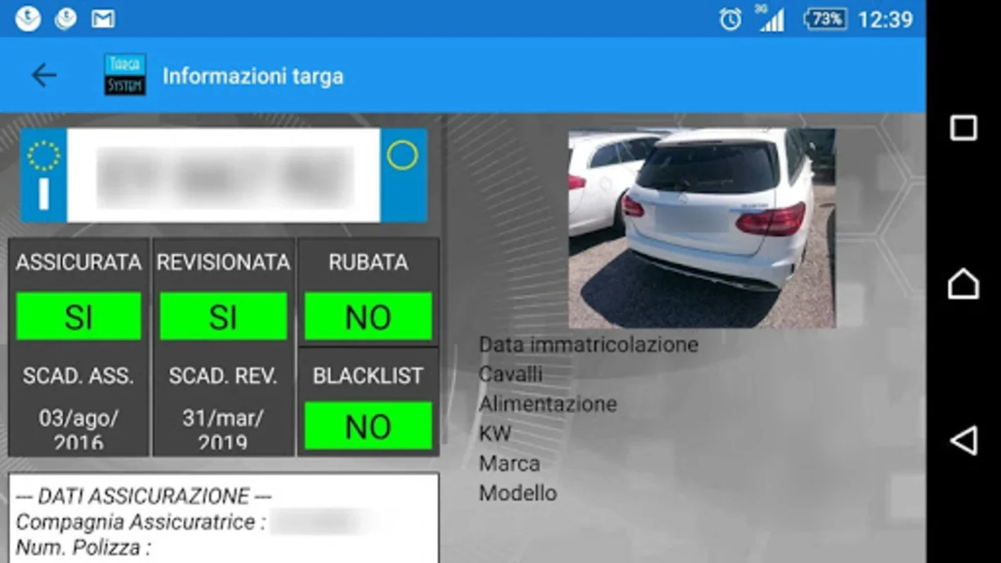 Targa System for Android: Real-Time Vehicle Verification