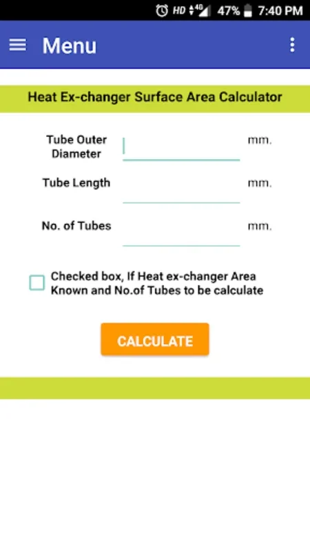 Heat Ex-changer Area for Android: Precise Thermal Calculations