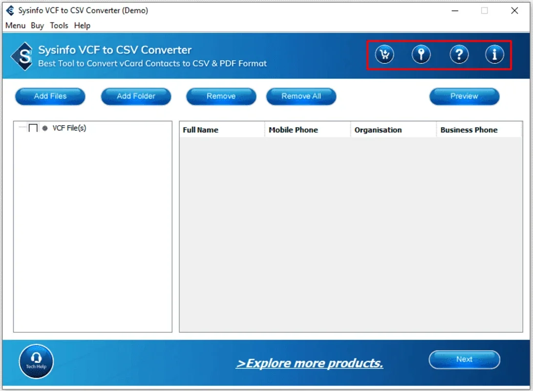 Sysinfo VCF to CSV Converter for Windows - Accurate Conversion