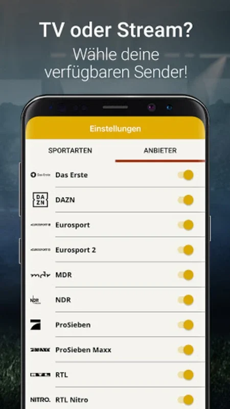 WerStreamt.es? Sport for Android - Find Live Sports Schedules