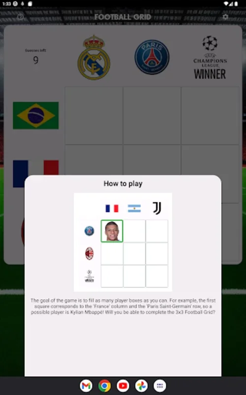 Football Grid for Android - Test Your Soccer Knowledge