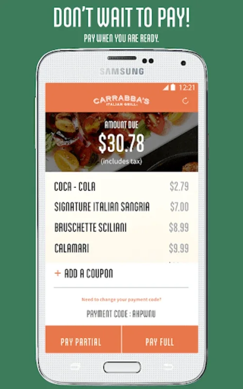 Carrabba's Italian Grill for Android - Seamless Dining