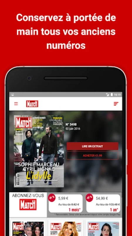 L'ancienne app Paris Match for Android - Experience Iconic Journalism