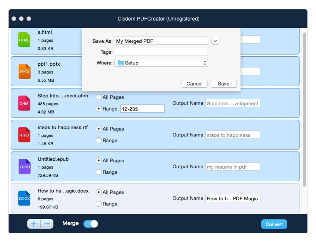 Cisdem PDFCreator for Mac: Convert Multiple File Formats