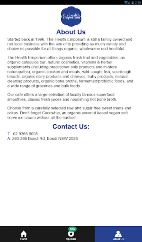 The Health Emporium for Android: Promoting Wellness