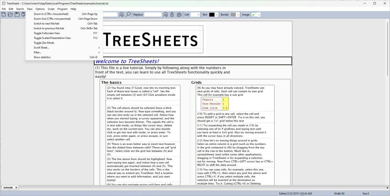 Treesheets for Windows - A Free Data Management Tool