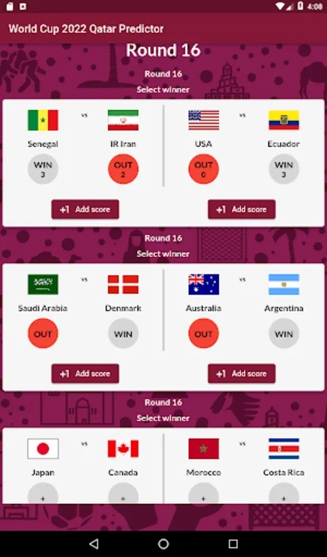 World Cup 2022 Qatar Predictor for Android - Predict Football Outcomes